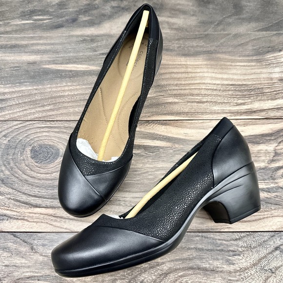 Clarks Shoes - NIB Clarks Emily Alexa 9M Black Leather Comfort Dress Pumps Heels